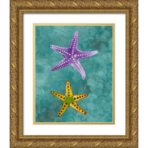Twin Starfish II Gold Ornate Wood Framed Art Print with Double Matting by Ludwig, Alicia