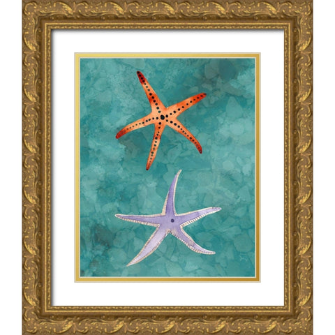 Twin Starfish III Gold Ornate Wood Framed Art Print with Double Matting by Ludwig, Alicia