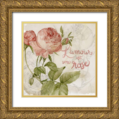Rose Romance I Gold Ornate Wood Framed Art Print with Double Matting by Parker, Jennifer Paxton