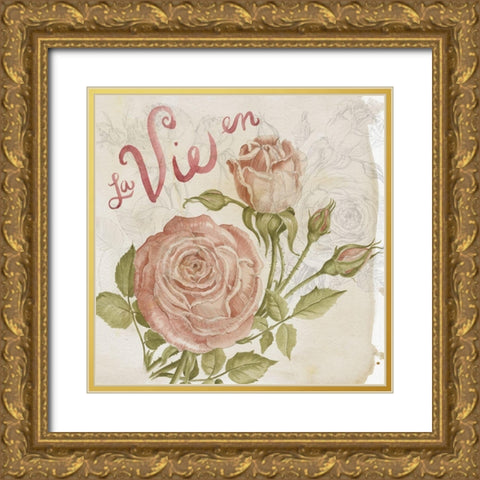 Rose Romance II Gold Ornate Wood Framed Art Print with Double Matting by Parker, Jennifer Paxton