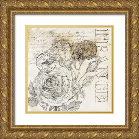 Rose Romance III Gold Ornate Wood Framed Art Print with Double Matting by Parker, Jennifer Paxton