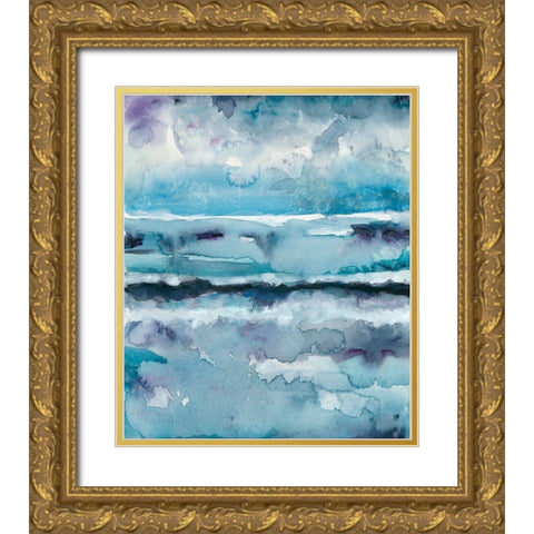 Blue Tide II Gold Ornate Wood Framed Art Print with Double Matting by Zarris, Chariklia