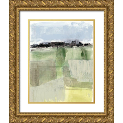 Sage Field II Gold Ornate Wood Framed Art Print with Double Matting by Goldberger, Jennifer