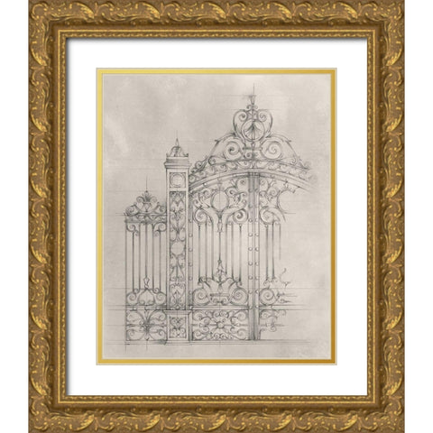 Iron Gate Design I Gold Ornate Wood Framed Art Print with Double Matting by Harper, Ethan