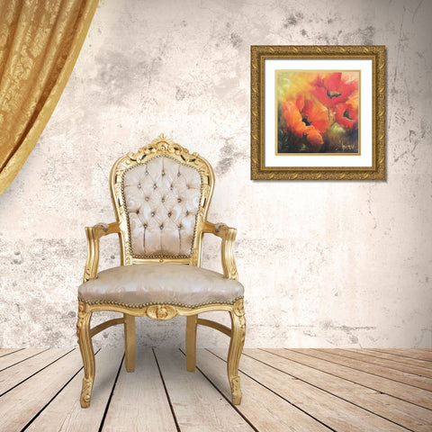En Rojos Gold Ornate Wood Framed Art Print with Double Matting by Herrera, Leticia