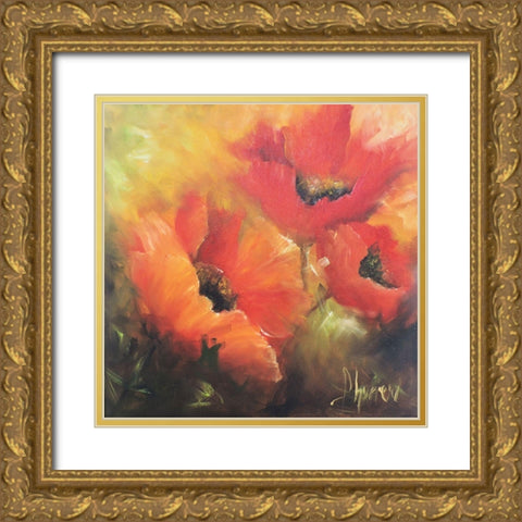 En Rojos Gold Ornate Wood Framed Art Print with Double Matting by Herrera, Leticia
