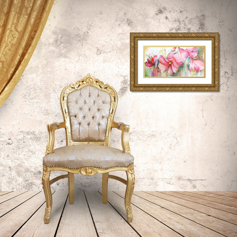 Horizontal Flores III Gold Ornate Wood Framed Art Print with Double Matting by Herrera, Leticia