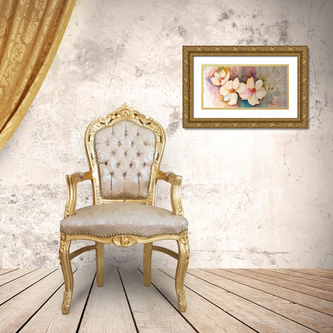 Horizontal Flores VII Gold Ornate Wood Framed Art Print with Double Matting by Herrera, Leticia