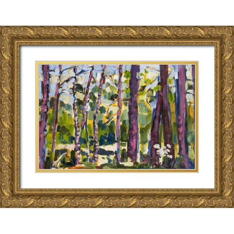 Brushy Treeline II Gold Ornate Wood Framed Art Print with Double Matting by Ferrell, Erin McGee