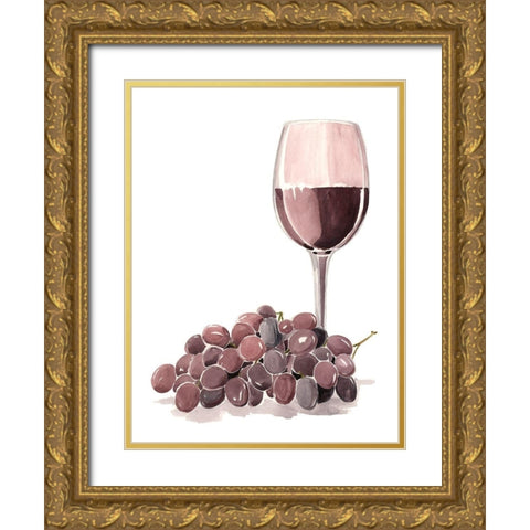 Wine Watercolor I Gold Ornate Wood Framed Art Print with Double Matting by Parker, Jennifer Paxton