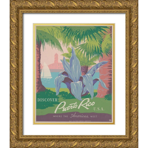 Custom See South America IV Gold Ornate Wood Framed Art Print with Double Matting by Studio W