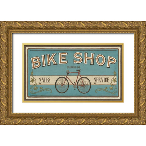 Custom Bike Shop I Gold Ornate Wood Framed Art Print with Double Matting by Vess, June Erica