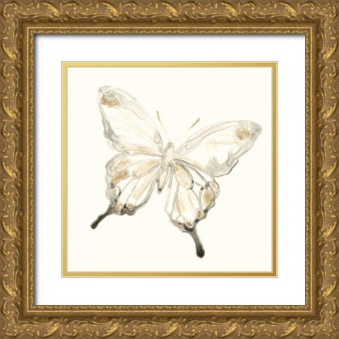 Sepia Butterfly Impressions IV Gold Ornate Wood Framed Art Print with Double Matting by Vess, June Erica