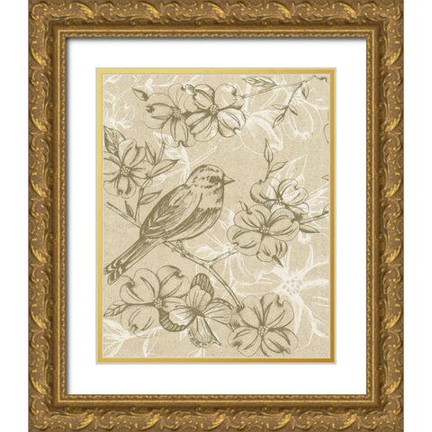 Springs Song I Gold Ornate Wood Framed Art Print with Double Matting by Zarris, Chariklia