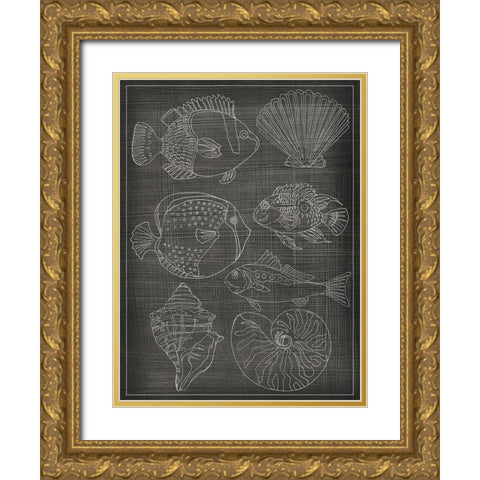 Sea Chart I Gold Ornate Wood Framed Art Print with Double Matting by Zarris, Chariklia