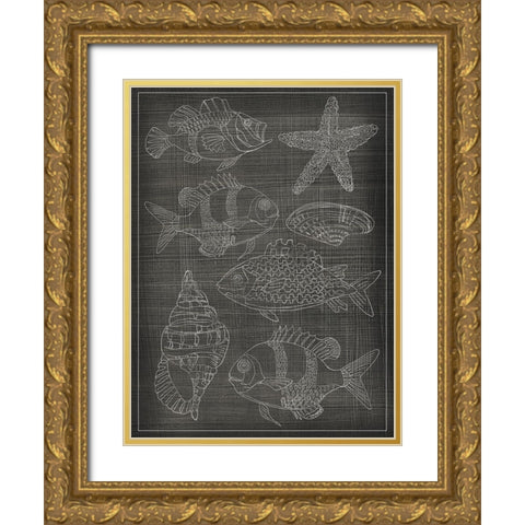 Sea Chart II Gold Ornate Wood Framed Art Print with Double Matting by Zarris, Chariklia