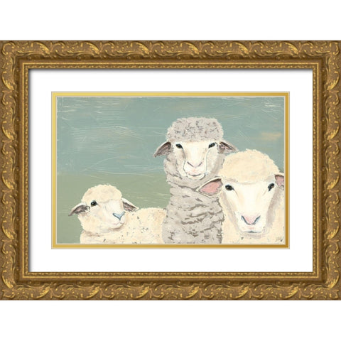 Bashful Sheep II Gold Ornate Wood Framed Art Print with Double Matting by Reynolds, Jade