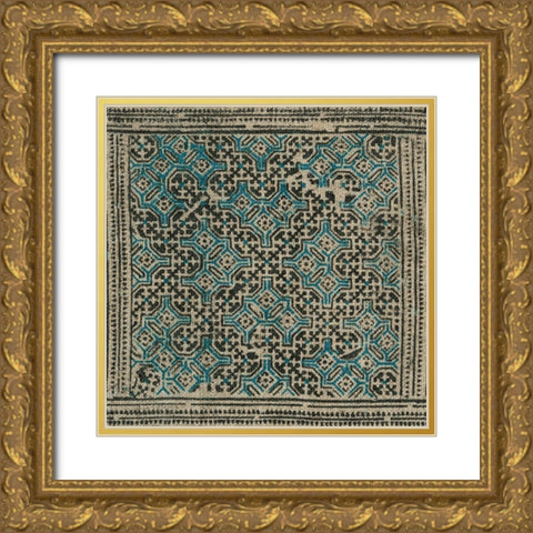 Block Print Textile I Gold Ornate Wood Framed Art Print with Double Matting by Vision Studio