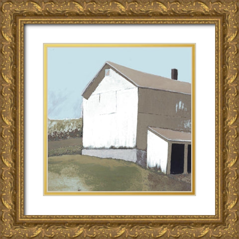Custom Lonely Barn in Neutral IV Gold Ornate Wood Framed Art Print with Double Matting by Young, Carol