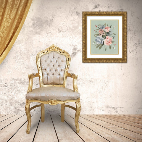 Pastel Bouquet II Gold Ornate Wood Framed Art Print with Double Matting by Scarvey, Emma