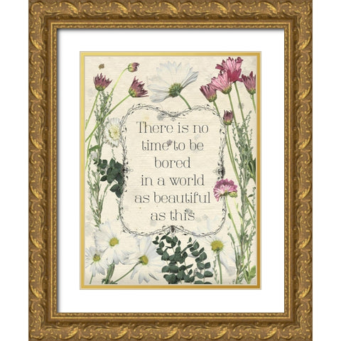 Pressed Floral Quote I Gold Ornate Wood Framed Art Print with Double Matting by Popp, Grace