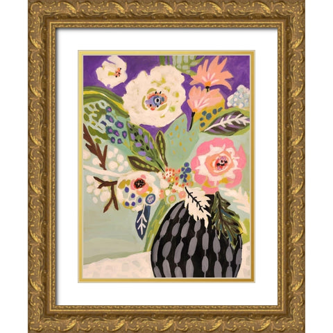 Fresh Flowers in Vase I Gold Ornate Wood Framed Art Print with Double Matting by Fields, Karen