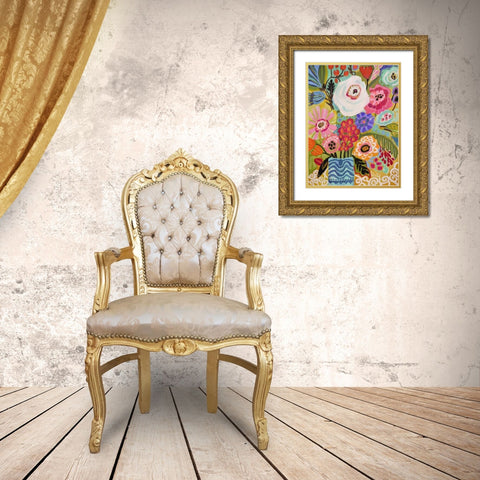 Fresh Flowers in Vase II Gold Ornate Wood Framed Art Print with Double Matting by Fields, Karen