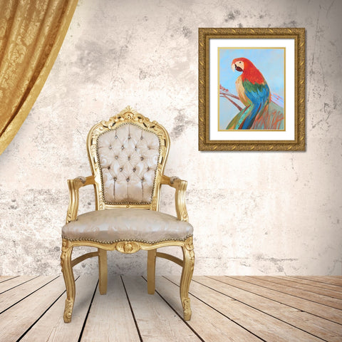 Parrot Wonder II Gold Ornate Wood Framed Art Print with Double Matting by Forgard, Larry