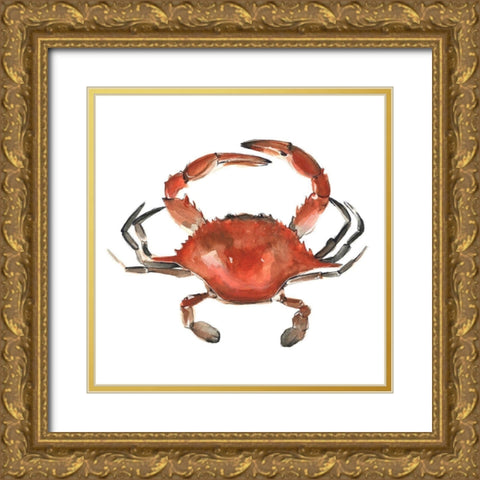 Watercolor Crab I Gold Ornate Wood Framed Art Print with Double Matting by Scarvey, Emma