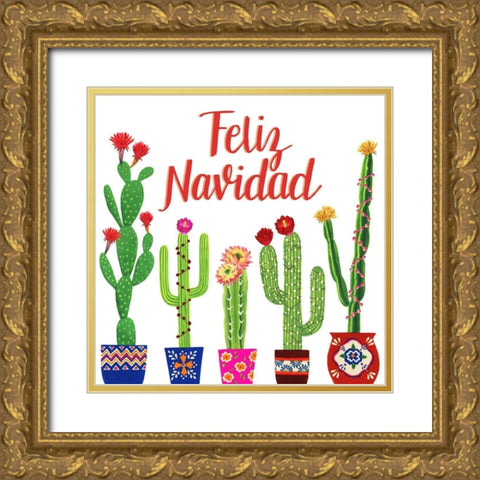 Navidad Tropical I Gold Ornate Wood Framed Art Print with Double Matting by Popp, Grace