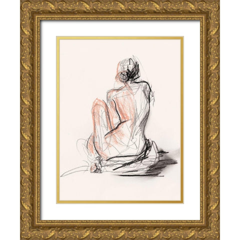 Figure Gesture II Gold Ornate Wood Framed Art Print with Double Matting by Parker, Jennifer Paxton