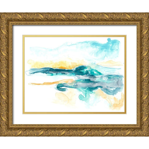 Liquid Lakebed I Gold Ornate Wood Framed Art Print with Double Matting by Vess, June Erica