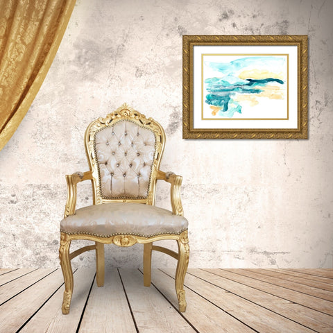 Liquid Lakebed II Gold Ornate Wood Framed Art Print with Double Matting by Vess, June Erica