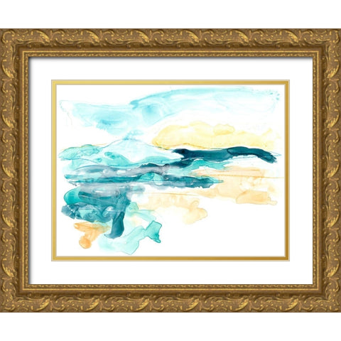 Liquid Lakebed II Gold Ornate Wood Framed Art Print with Double Matting by Vess, June Erica