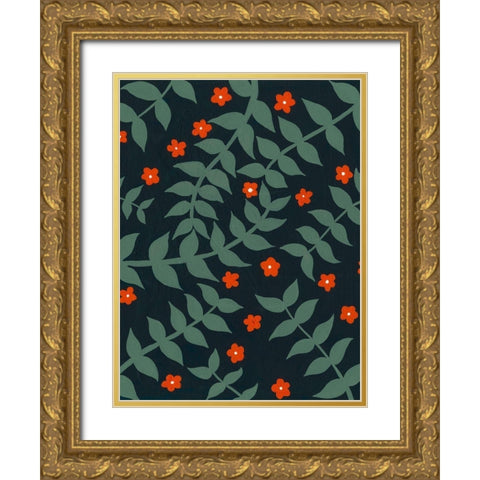 Blooming Garden Pattern I Gold Ornate Wood Framed Art Print with Double Matting by Moore, Regina