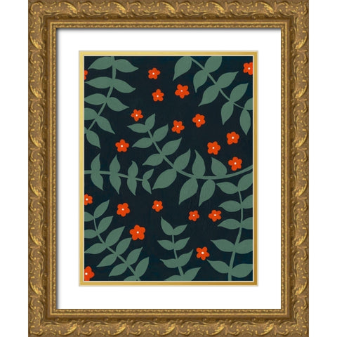 Blooming Garden Pattern II Gold Ornate Wood Framed Art Print with Double Matting by Moore, Regina