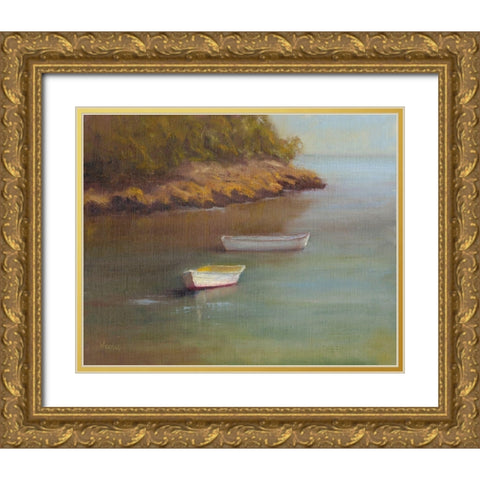 Harbored Dories I Gold Ornate Wood Framed Art Print with Double Matting by Wendling, Marilyn