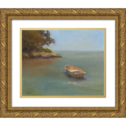 Harbored Dories II Gold Ornate Wood Framed Art Print with Double Matting by Wendling, Marilyn