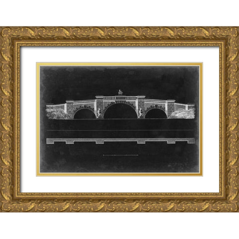 Bridge Schematic III Gold Ornate Wood Framed Art Print with Double Matting by Vision Studio