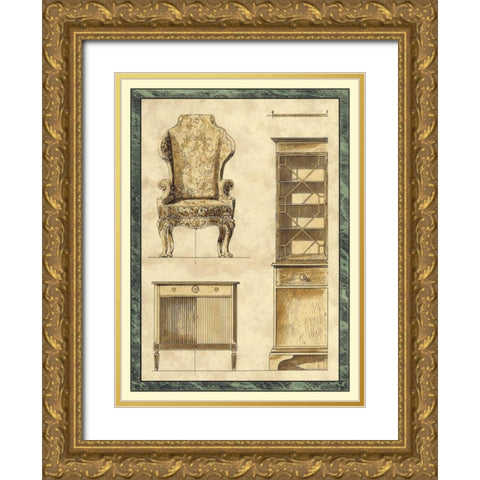 Chippendale Furniture II Gold Ornate Wood Framed Art Print with Double Matting by Vision Studio