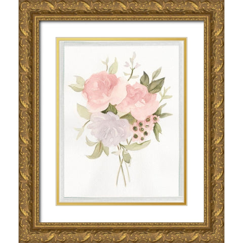 Soft Bouquet II Gold Ornate Wood Framed Art Print with Double Matting by Scarvey, Emma