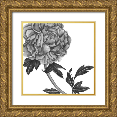 Flowers in Grey III Gold Ornate Wood Framed Art Print with Double Matting by Wang, Melissa