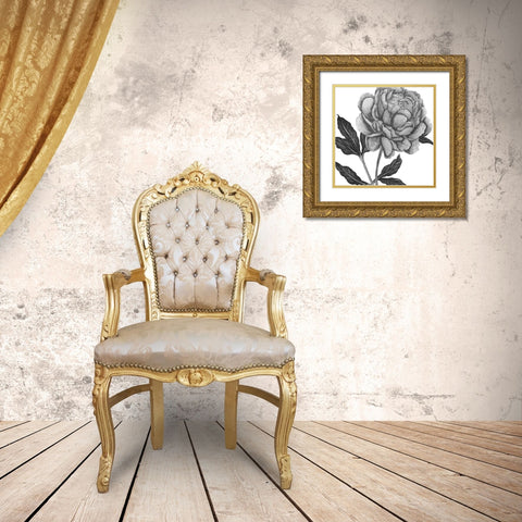 Flowers in Grey IV Gold Ornate Wood Framed Art Print with Double Matting by Wang, Melissa