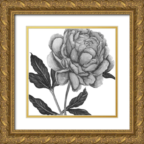 Flowers in Grey IV Gold Ornate Wood Framed Art Print with Double Matting by Wang, Melissa