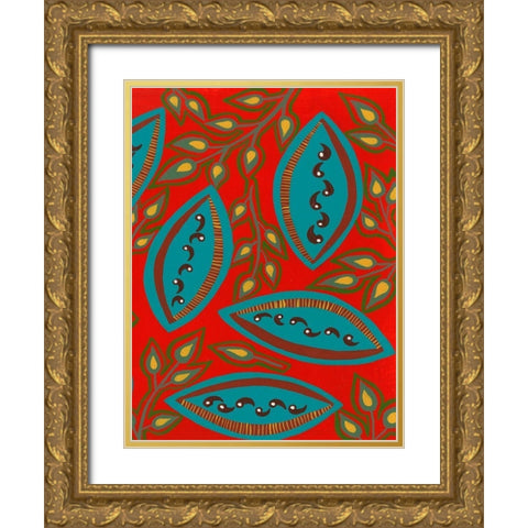 Stylized Motif IV Gold Ornate Wood Framed Art Print with Double Matting by Moore, Regina