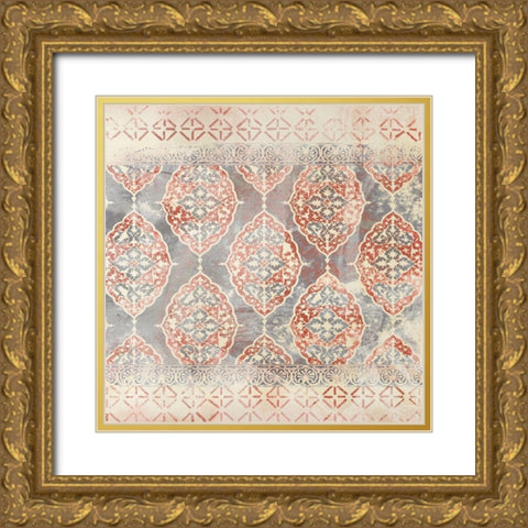 Earthy Indigo Textile III Gold Ornate Wood Framed Art Print with Double Matting by Vess, June Erica