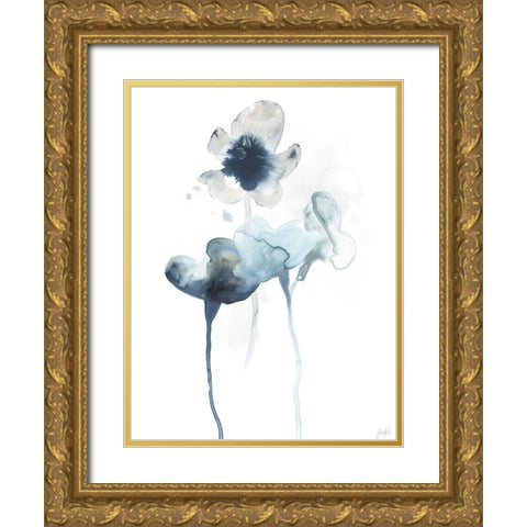 Midnight Blossoms II Gold Ornate Wood Framed Art Print with Double Matting by Vess, June Erica