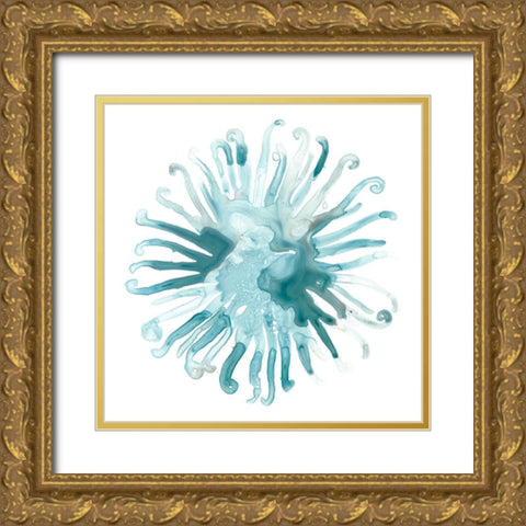 Ocean Cameo IV Gold Ornate Wood Framed Art Print with Double Matting by Vess, June Erica