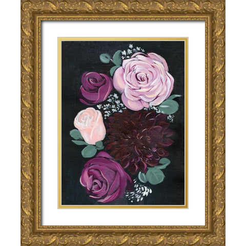 Dark and Dreamy Floral II Gold Ornate Wood Framed Art Print with Double Matting by Parker, Jennifer Paxton