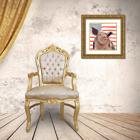 Patriotic Farm IV Gold Ornate Wood Framed Art Print with Double Matting by Borges, Victoria
